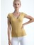 Yavruağzı V Yaka Kısa Kollu Kadın T-Shirt Vallı V-Neck 3