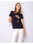 Yuvarlak Yaka Önü Çiçek Desenli Boncuk Işlemeli T-Shirt 1