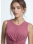 Koyu Pembe Bisiklet Yaka Pamuklu Kolsuz Crop Kadın T-Shirt Tıana 2