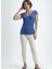 Soluk Mavi V Yaka Kısa Kollu Kadın T-Shirt Vallı V-Neck 4