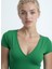 Parlak Yeşil V Yaka Kısa Kollu Kadın T-Shirt Vallı V-Neck 4