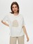 Önü Yaprak File Nakışlı Yuvarlak Yaka Pamuklu T-Shirt S25TSH080 2