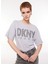 Gri Kadın Bisiklet Yaka Truvakar Kol Baskılı T-Shirt E3ITCUSB 1