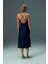 Ipeksi Saten Maxi Slip Elbise Siyah 6