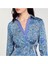 Belden Bağlamalı Floral Saten Elbise 3