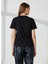 Bisiklet Yaka Baskılı Siyah Kadın T-Shirt 74PBHG03 5