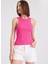 2’li Beyaz, Pembe Bisiklet Yaka Pamuk Elastan Karışımı Kadın Kolsuz T-Shirt Wmclara Rıb Tank Top 2