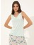 Jokey Degaje Yaka Slim Fit Düz Mavi Kadın T-Shirt 3