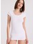 3'lü Beyaz Bisiklet Yaka Pamuk Elastan Karışımı Kısa Kollu Kadın Atlet Olıvıa Capsleeve Top 2