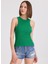 2’li Beyaz,yeşil Bisiklet Yaka Pamuk Elastan Karışımı Kadın Kolsuz T-Shirt Wmclara Rıb Tank Top 2