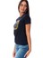 Bisiklet Yaka Baskılı Siyah Kadın T-Shirt 75PAHE05 3