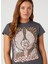 Bisiklet Yaka Koyu Gri Kadın T-Shirt W7FDEEM08 2
