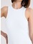 2’li Beyaz, Açık Mavi Bisiklet Yaka Pamuk Elastan Karışımı Kadın Kolsuz T-Shirt Wmclara Rıb Tank Top 3