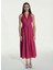 Carrie Midi Keten Elbise Pembe 2