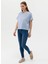 Bisiklet Yaka Mavi Kadın T-Shirt BULSE-23Y 4