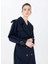 Lacivert Kadın Classic Fit Trençkot Masculıne Trench 9018 6