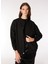 Siyah Kadın Bomber Oversize Düz Mont F4WL-MNT0260 2