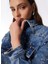 Indigo Kadın Oversize Taşlı Denim Ceket F4SL-MNT0537 1