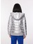 Gümüş Kadın Kapüşon Yaka Basic Fit Puffer Mont B3WL-MNT1 5