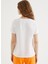 Beyaz Baskılı Bisiklet Yaka Pamuklu Regular Fit Kadın T-Shirt Colourful Hat 4
