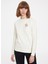 Beyaz Baskılı Bisiklet Yaka Pamuklu Regular Fit Kadın Sweatshirt Watercolour Hand 1