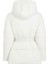 Beyaz Kadın Dik Yaka Standart Fit Puffer Mont Logo Belt Short Puffer 4
