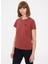 Kırmızı Baskılı Bisiklet Yaka Pamuklu Regular Fit Kadın T-Shirt Tea 1