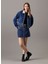 Koyu Mavi Kadın Gömlek Standart Düz Denim Ceket Denım Zıp Jacket Sherpa 1