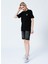 22SCTS218U-999 Dancer Bisiklet Yaka Rahat Kalıp Nakışlı Siyah Kadın T-Shirt 2