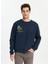 Lacivert Harvest Nakışlı Sweatshirt 2