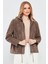 Rosy Kadın Vizon Oversize Süet Deri Ceket 24SGE518510 1