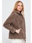 Rosy Kadın Vizon Oversize Süet Deri Ceket 24SGE518510 3