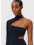 Kadın Siyah Bel Pencereli Dik Yaka Tasarım Bodysuit 4