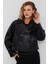 Tracy Kadın Siyah Oversize Kısa Deri Trençkot 23WGD5123AE 1
