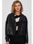 Tracy Kadın Siyah Oversize Kısa Deri Trençkot 23WGD5123AE 2