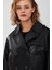 Tracy Kadın Siyah Oversize Kısa Deri Trençkot 23WGD5123AE 5