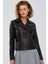 Bella Kadın Siyah Slim-Fit Biker Deri Ceket 23WGD5106U4 1