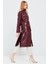 Colette Kadın Bordo Kroko Desenli Deri Pardösü 24SGD5182Y8 1