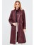 Colette Kadın Bordo Kroko Desenli Deri Pardösü 24SGD5182Y8 2