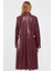 Colette Kadın Bordo Kroko Desenli Deri Pardösü 24SGD5182Y8 4