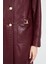 Colette Kadın Bordo Kroko Desenli Deri Pardösü 24SGD5182Y8 5