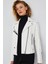 Bella Kadın Beyaz Slim-Fit Biker Deri Ceket 23WGD5106U4 4