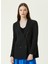 Regular Fit Düz Siyah Kadın Blazer Ceket 1082252 1