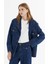 Apolet Detaylı Oversize Lacivert Denim Ceket 2