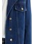 Apolet Detaylı Oversize Lacivert Denim Ceket 3