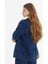 Apolet Detaylı Oversize Lacivert Denim Ceket 5