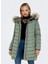 Açık Yeşil Kadın Kaban Onlellan Quılted Hood Fur Coat cc O 5