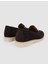 %100 Hakiki Deri Kahverengi Süet Kadın Loafer 3