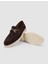 %100 Hakiki Deri Kahverengi Süet Kadın Loafer 4