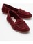 F02 Bordo Süet Hakiki Deri Kadın Loafer Ayakkabı 1